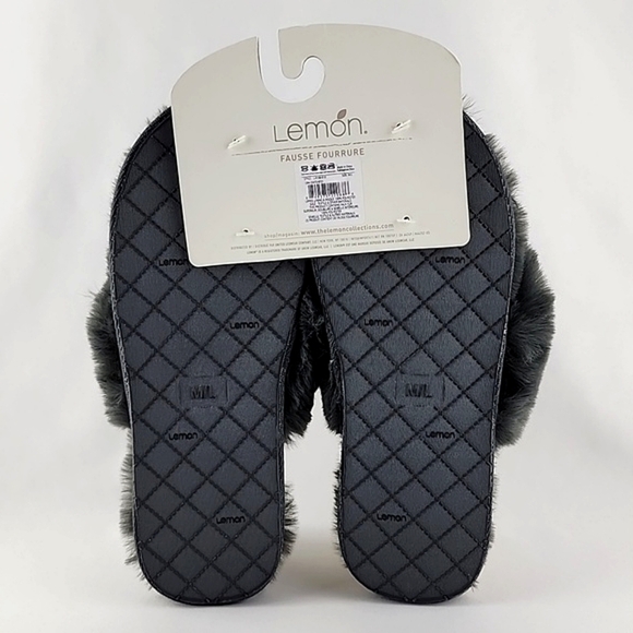 Lemon Women's Waterfront Solid Faux Fur Flip Flop Thong Silver Slippers Size M/L - Picture 8 of 11